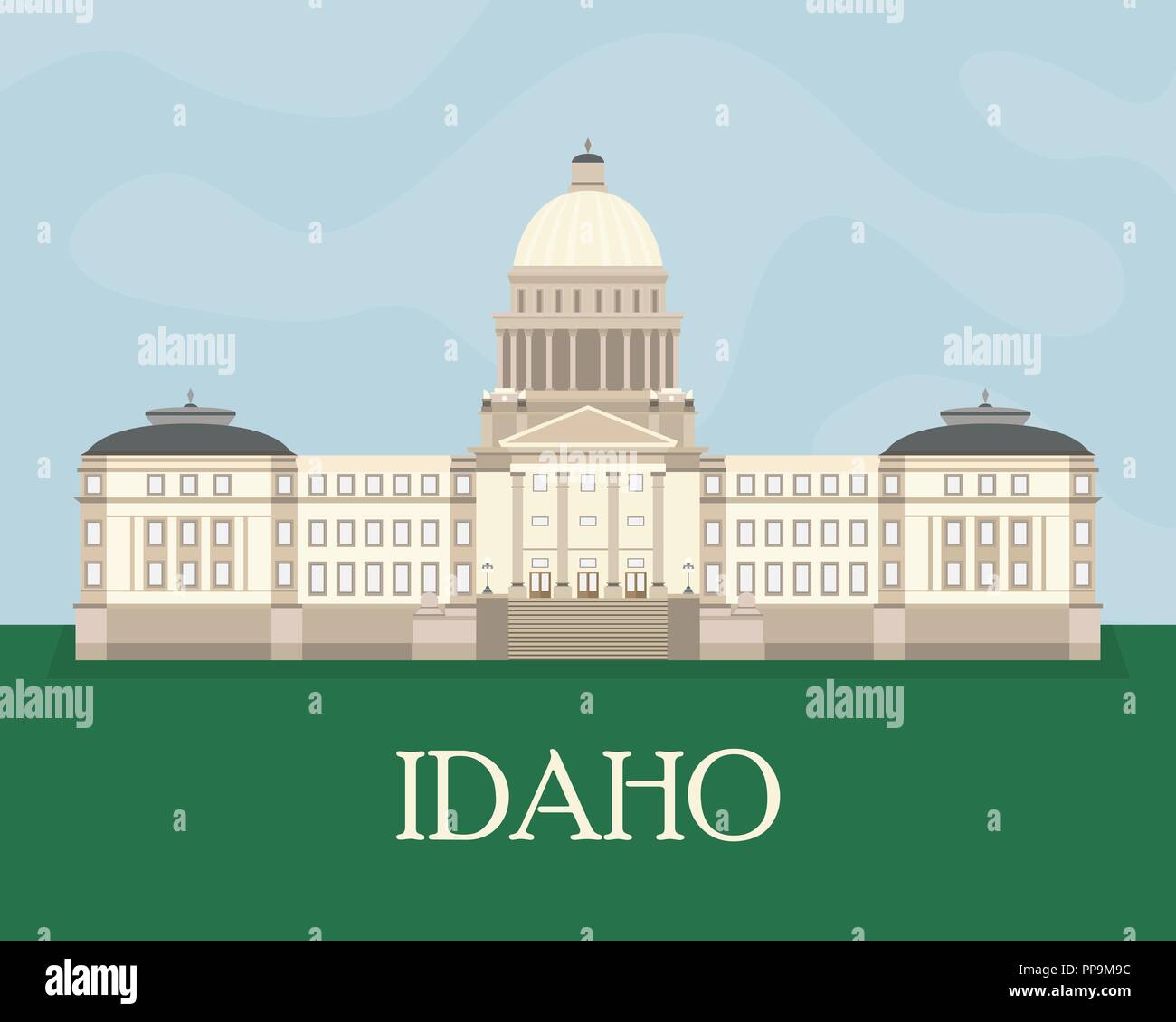 Schermo piatto a colori illustrazione dell'Idaho State Capitol. Uno stile piatto vettore. Illustrazione Vettoriale
