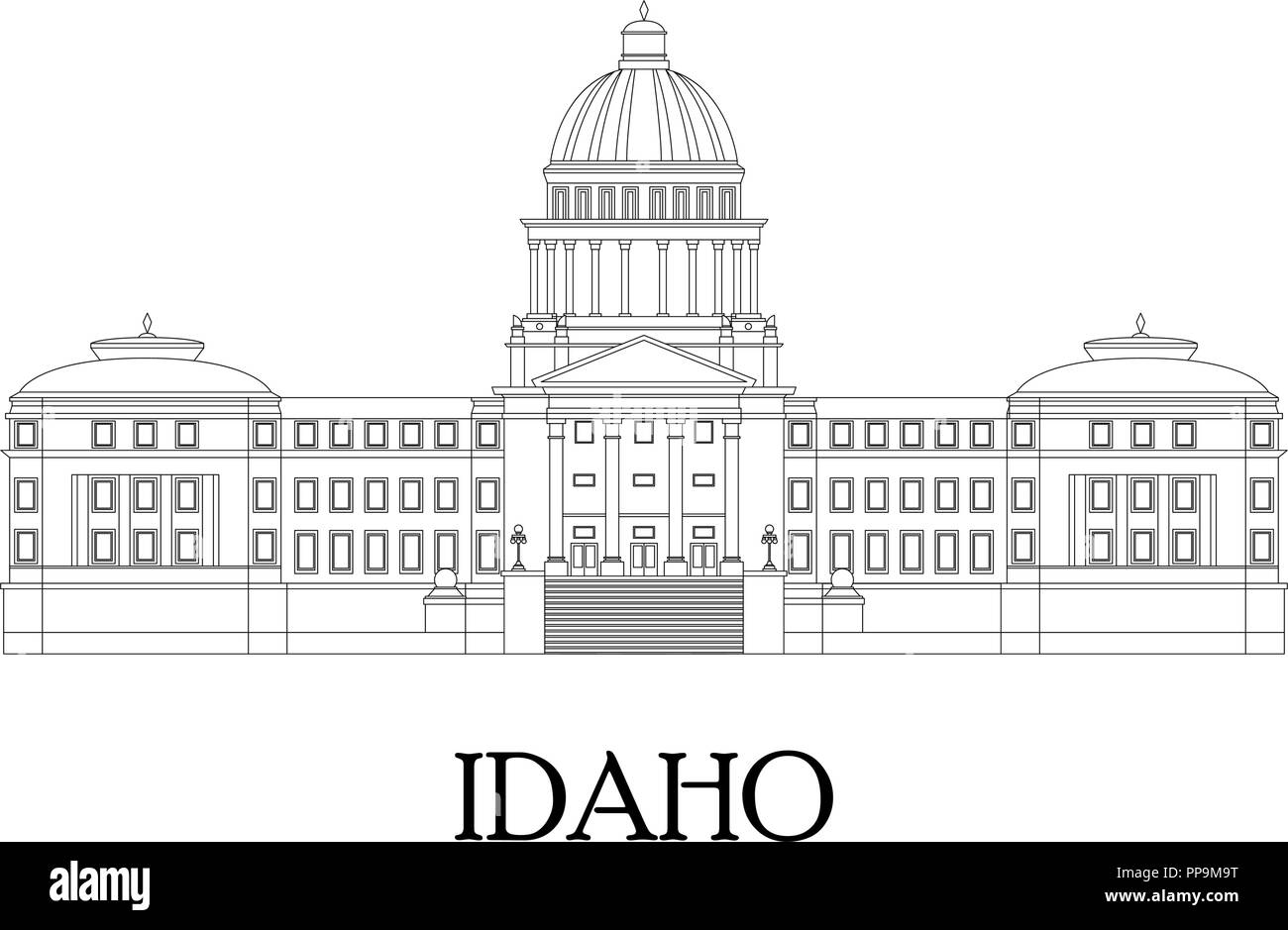 Illustrazione piatta in linee di Idaho State Capitol. Uno stile piatto vettore. Illustrazione Vettoriale