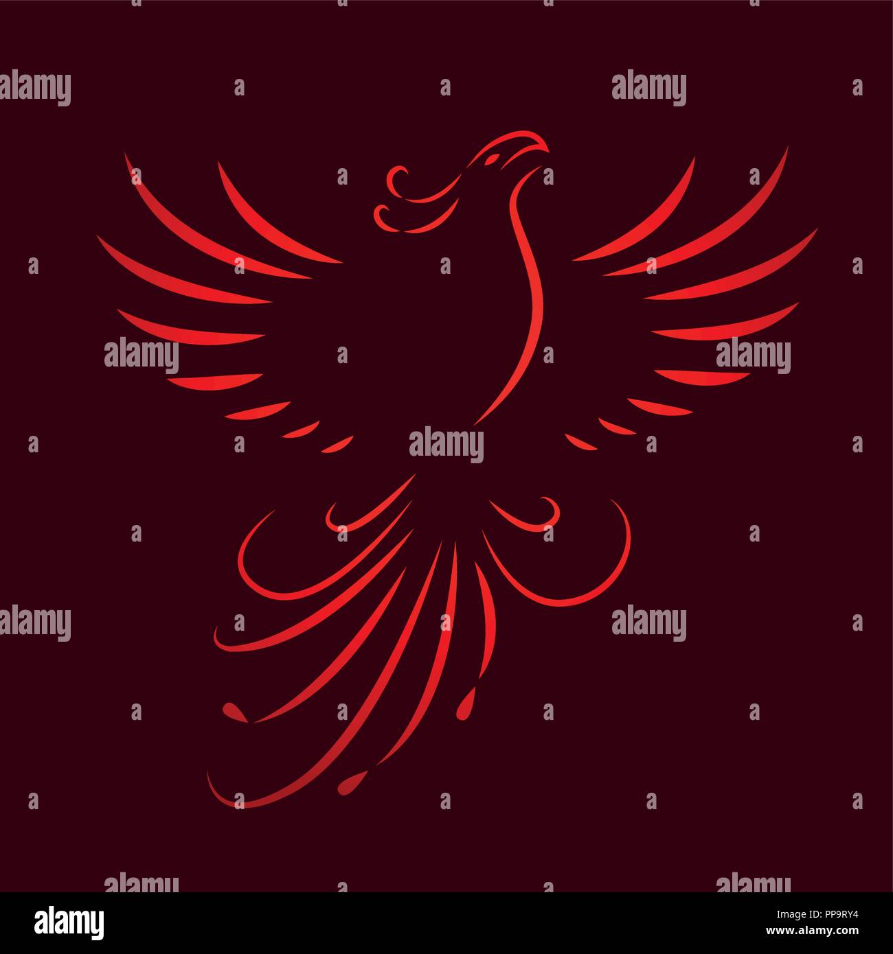 Red phoenix rising ali disegno illustrazione vettoriale EPS10 Illustrazione Vettoriale
