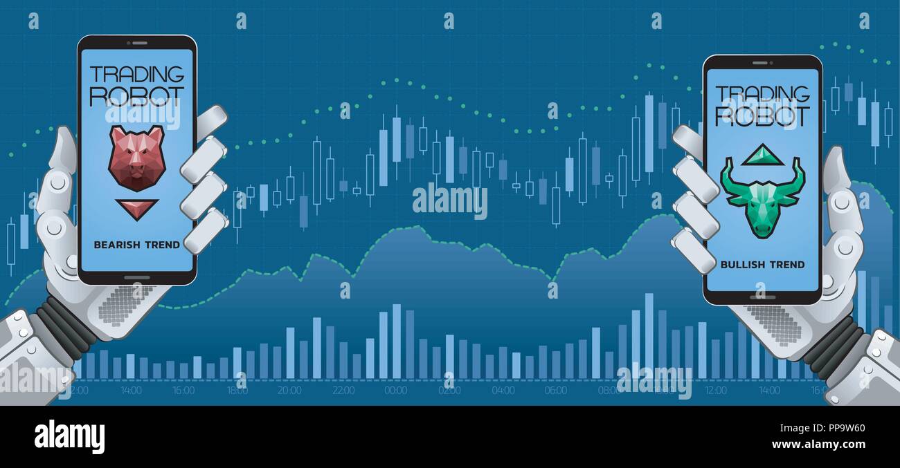 Trading robot del sistema di trading automatico Illustrazione Vettoriale