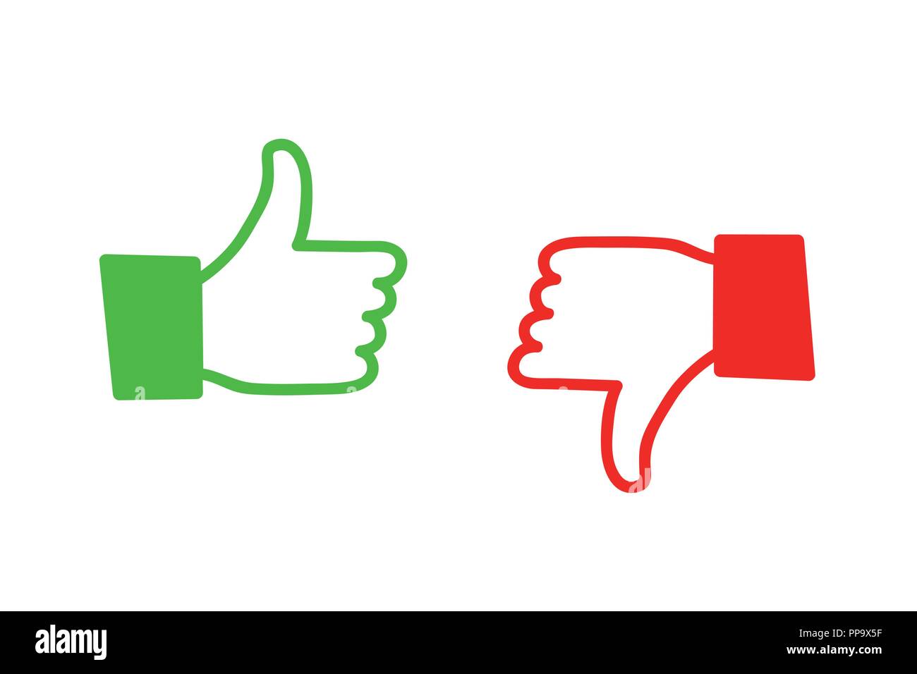 Simili e non piacciono le due mani icona illustrazione vettoriale EPS10 Illustrazione Vettoriale