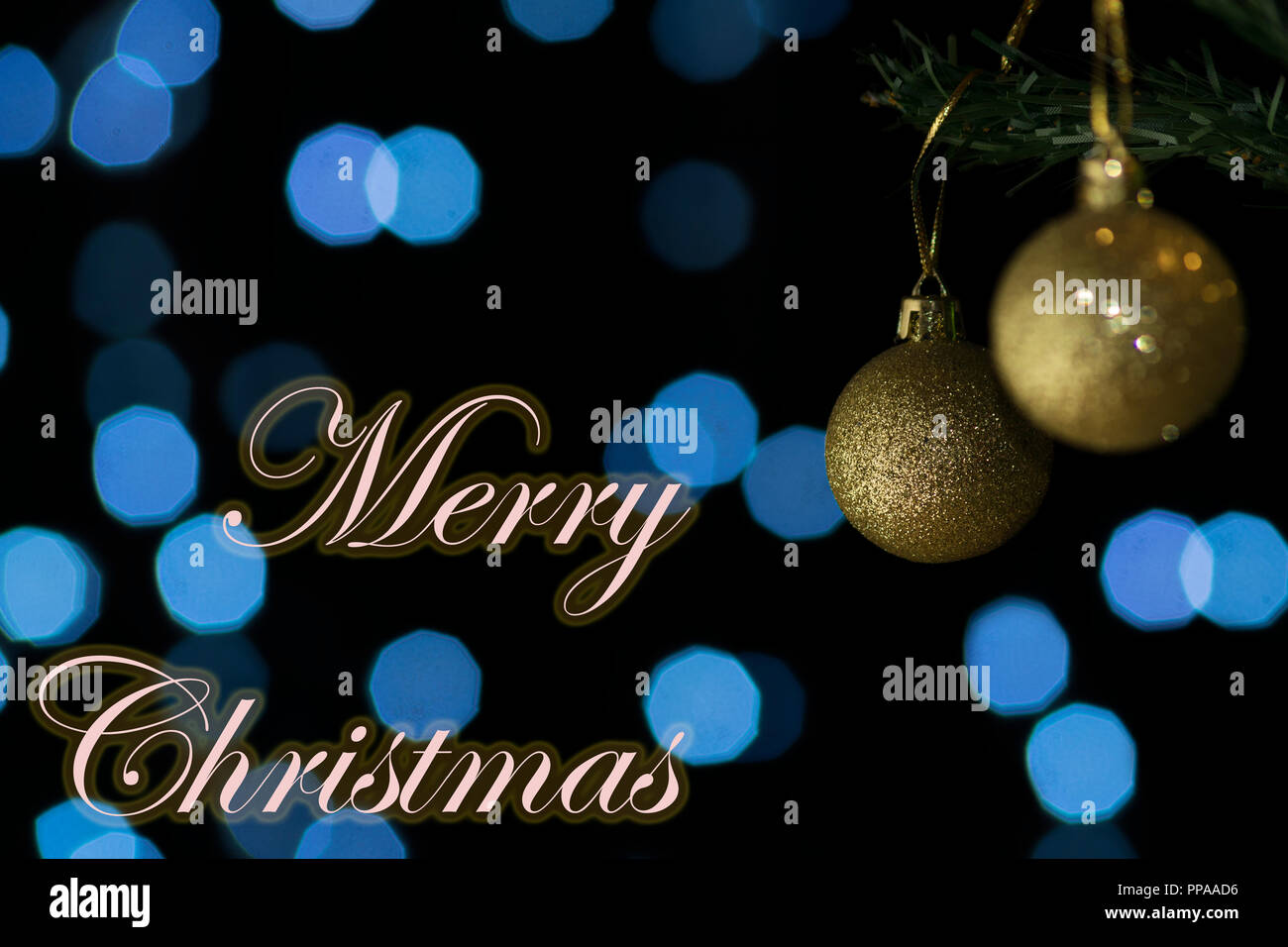 Palle di Natale con il messaggio 'Buon Natale" Foto Stock