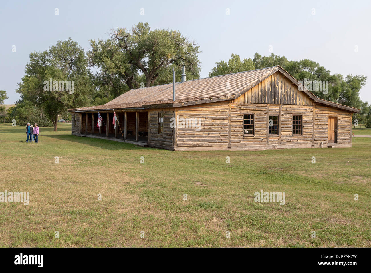 Crawford, Nebraska - Il sito dell'originale caserma di cavalleria a Fort Robinson State Park. (L'edificio esistente è una riproduzione.) Fort Robinson ho Foto Stock