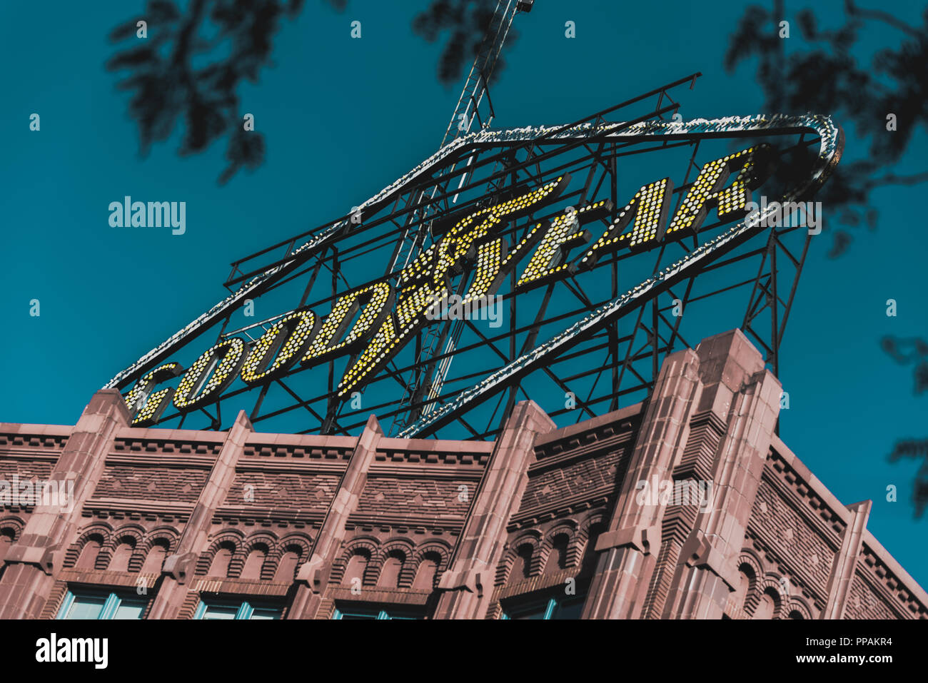 Segno Goodyear in Akron Ohio Foto Stock