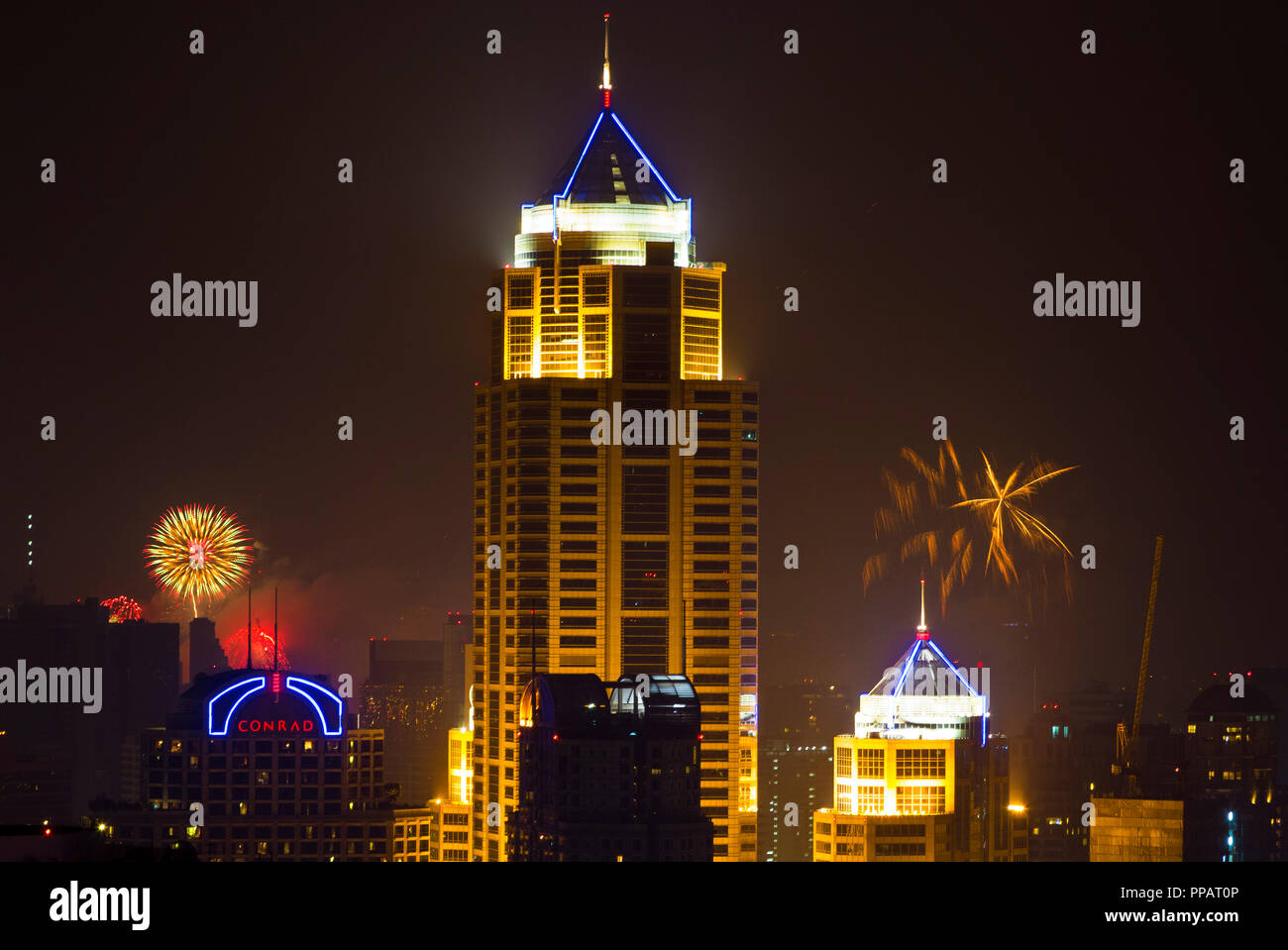 Capodanno fuochi d'artificio, Bangkok, Thailandia Foto Stock