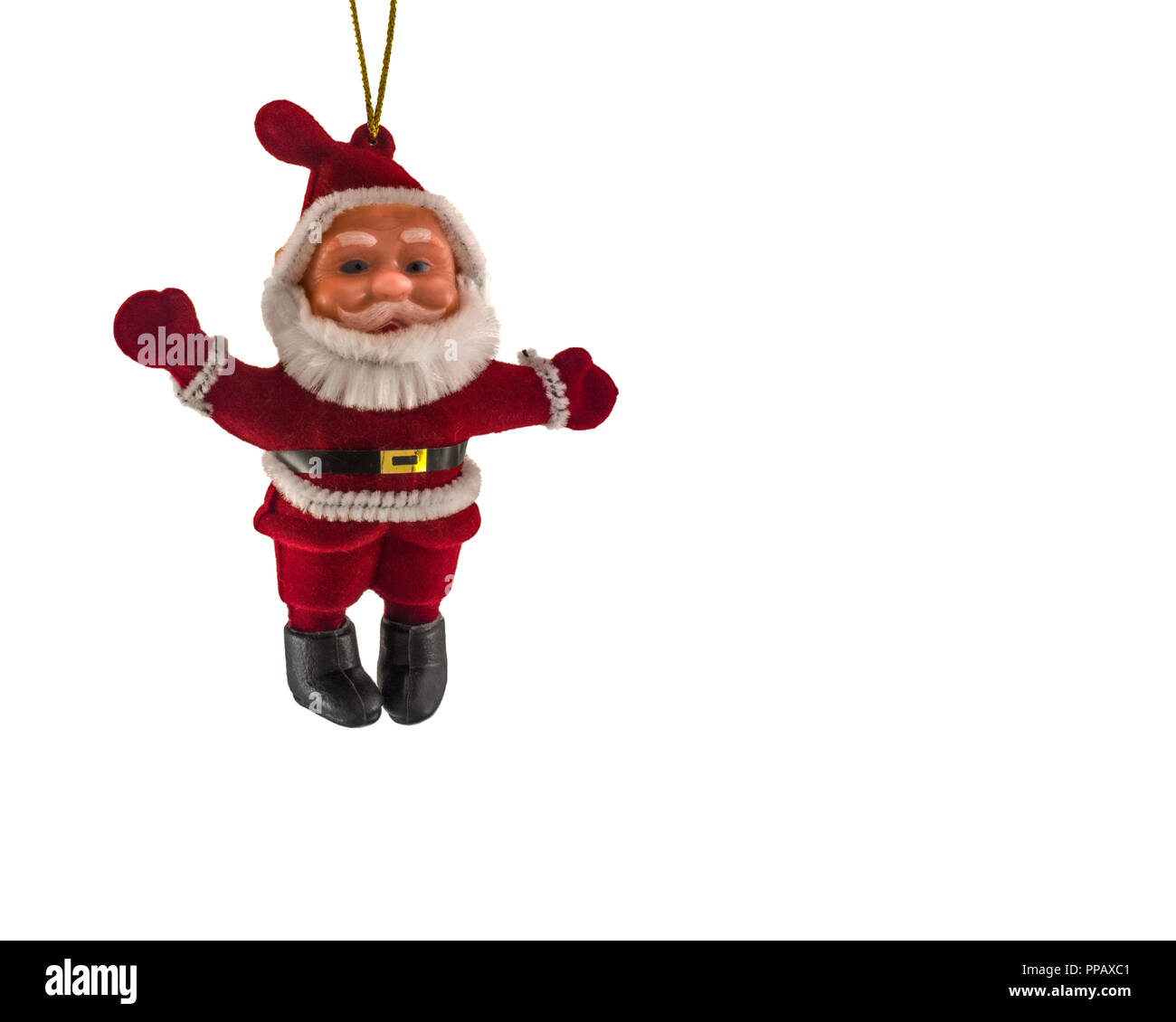 Sorridente Babbo Natale albero di natale ornamento isolati su sfondo bianco Foto Stock