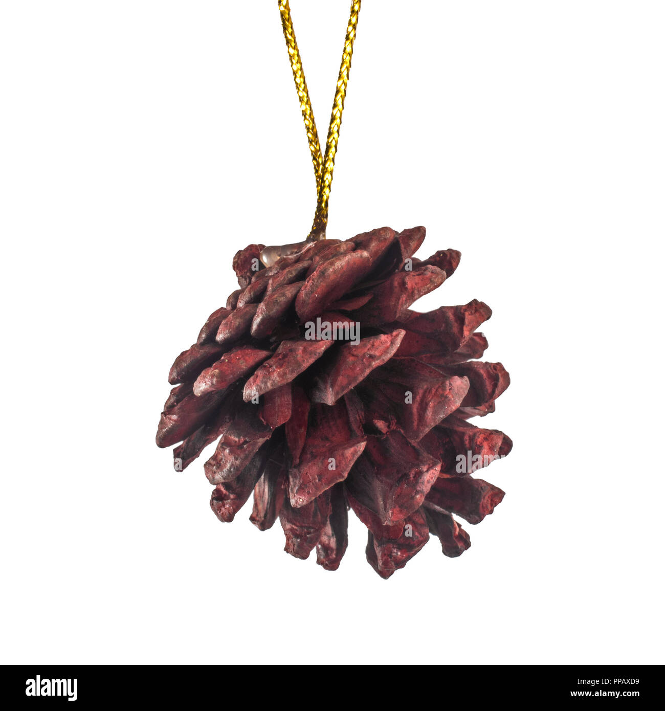 Pigna ornamento di Natale isolato su sfondo bianco Foto Stock