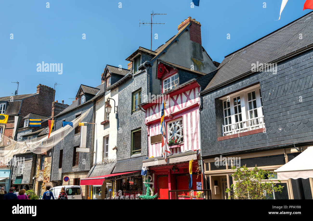 Case tradizionali in Honfleur. La Normandia, Francia Foto Stock