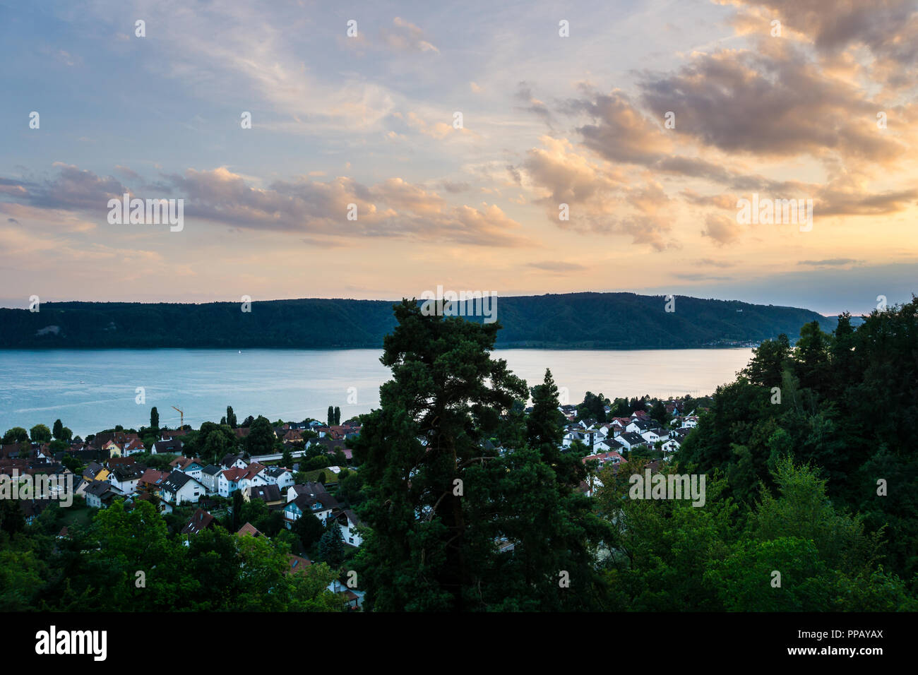 In Germania, il lago di Costanza crepuscolo in magic ora Foto Stock