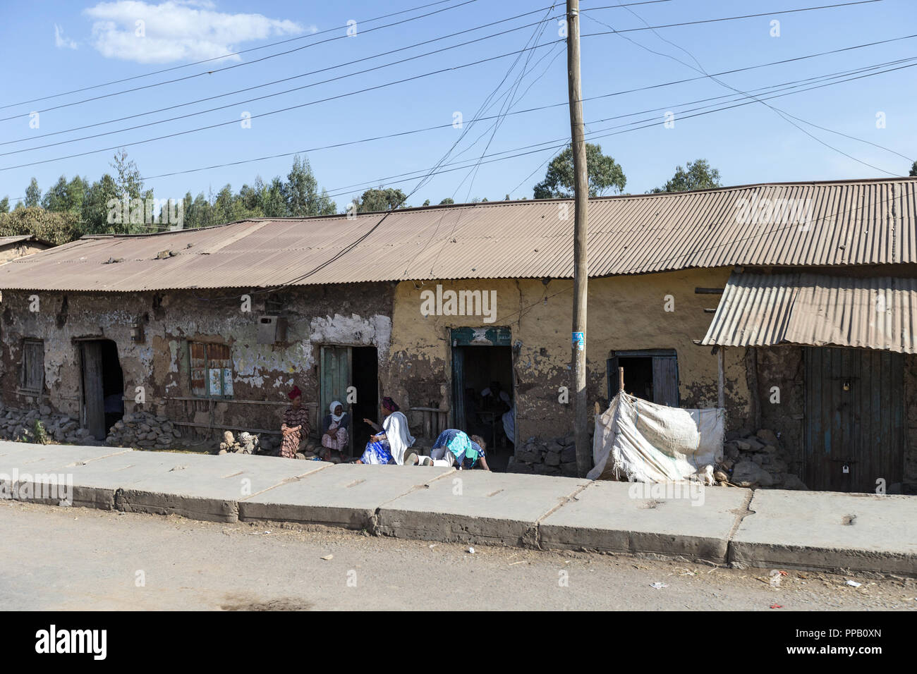 Passando il tempo, Villaggio, Amhara Region, Etiopia, Foto Stock