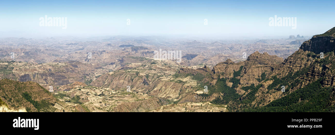 Vista Montagna, Simiens National Park, Etiopia Foto Stock