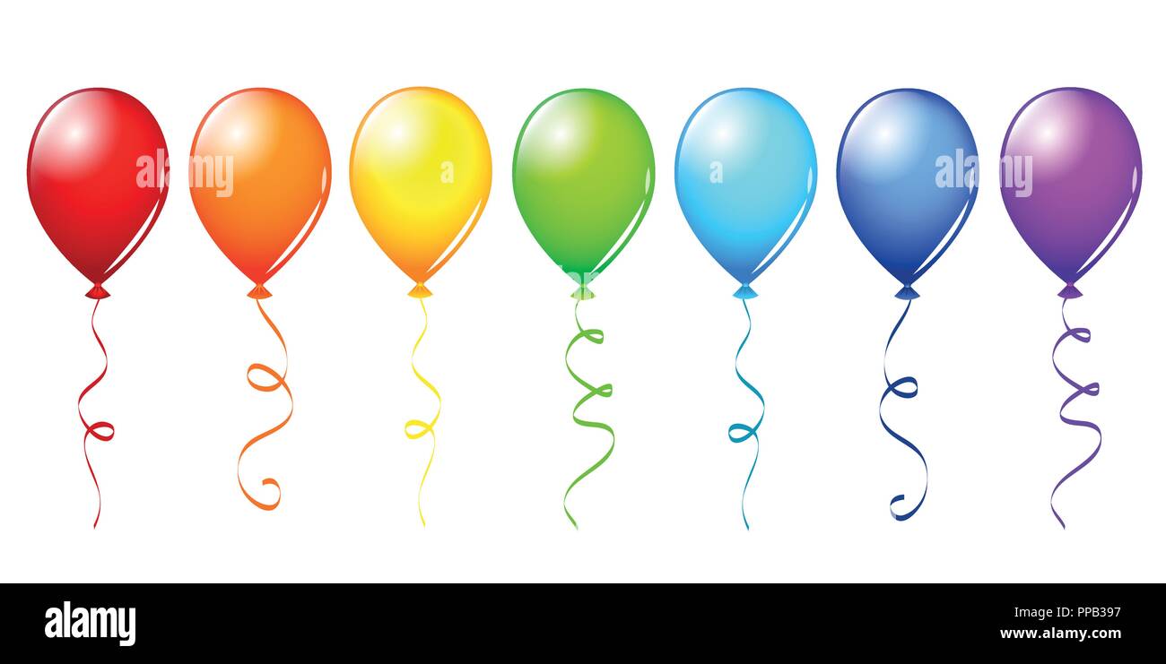Molti palloncini colorati nei colori dell'arcobaleno illustrazione vettoriale EPS10 Illustrazione Vettoriale