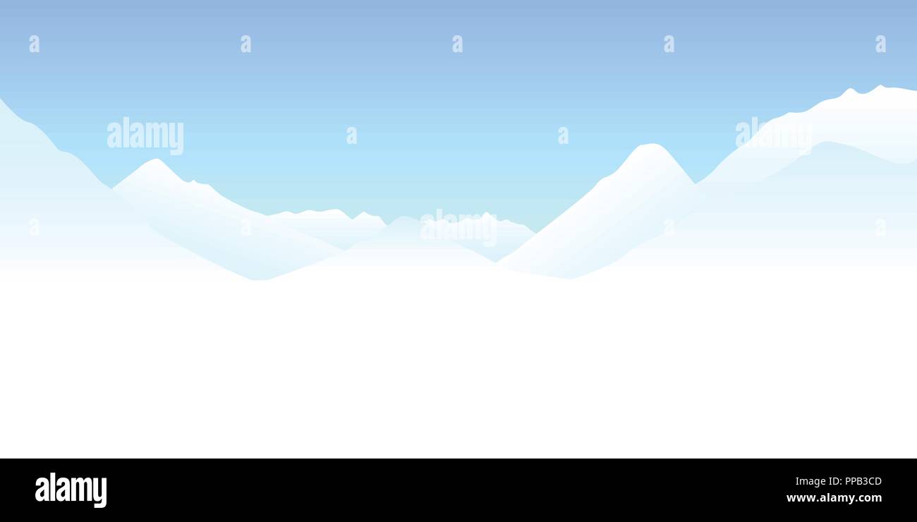 Il blu e il bianco paesaggio invernale sullo sfondo delle montagne innevate illustrazione vettoriale EPS10 Illustrazione Vettoriale
