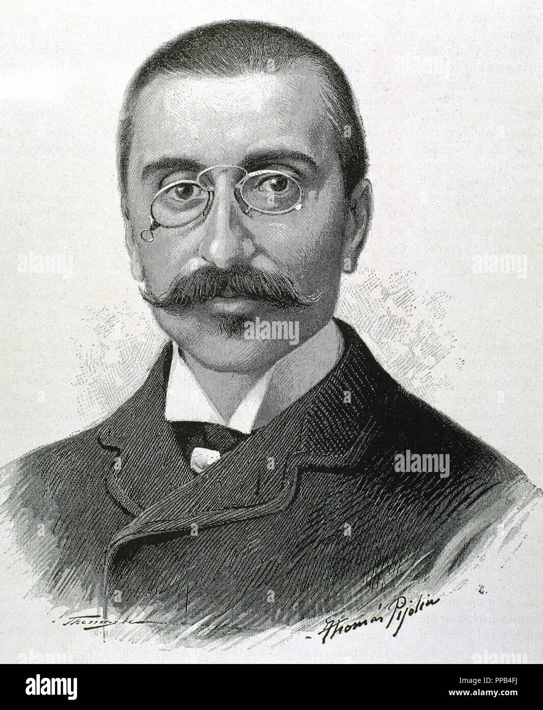 Bofill Martorell, Jose Maria (d.1893). Politico spagnolo. Incisione di Thomas Pijoliu. Foto Stock