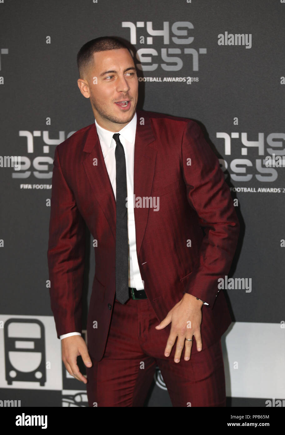 Eden Hazard arriva per i migliori FIFA Football Awards 2018 al Royal Festival Hall di Londra. Foto Stock