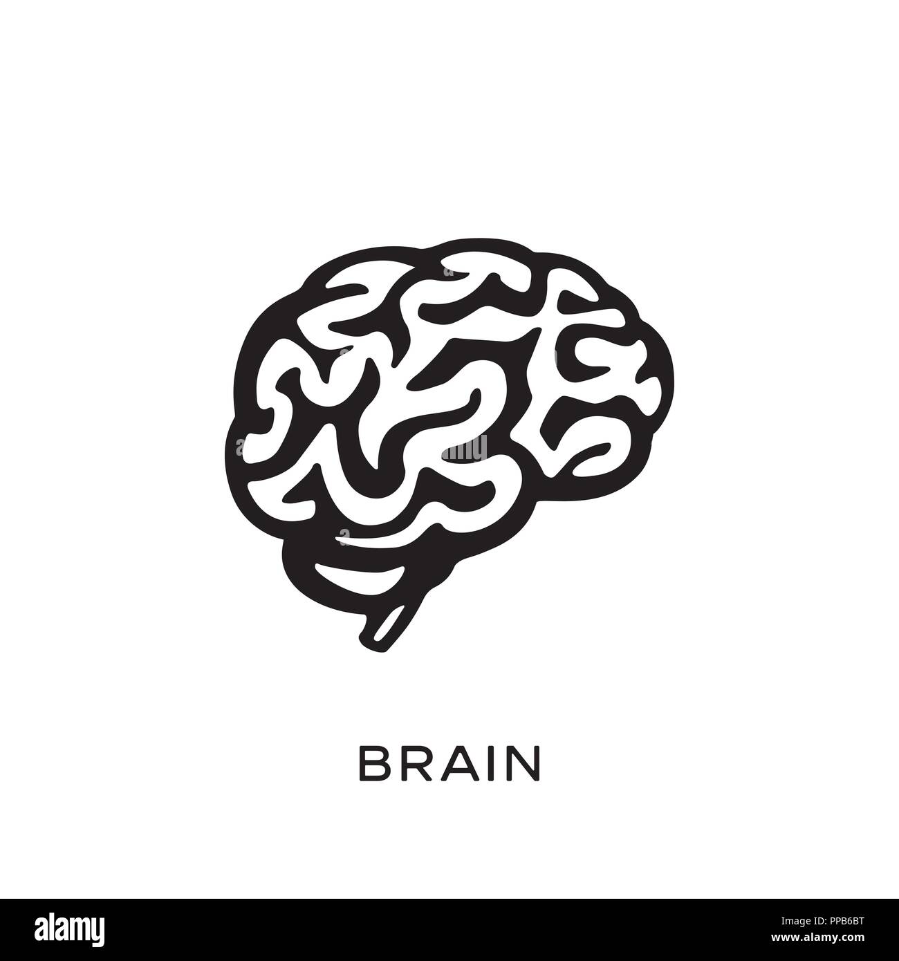 Cervello umano silhouette design illustrazione vettoriale. Credo idea concetto. Potenza di brainstorming pensando cervello Illustrazione Vettoriale