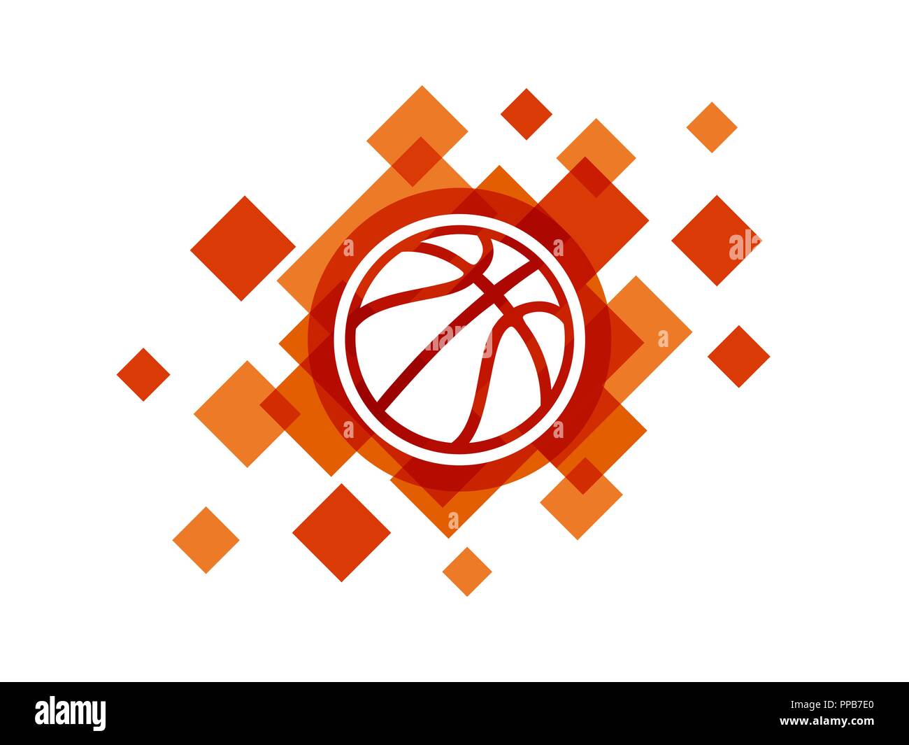 La pallacanestro a sfera arancione su sfondo astratto vettore logo icona Illustrazione Vettoriale
