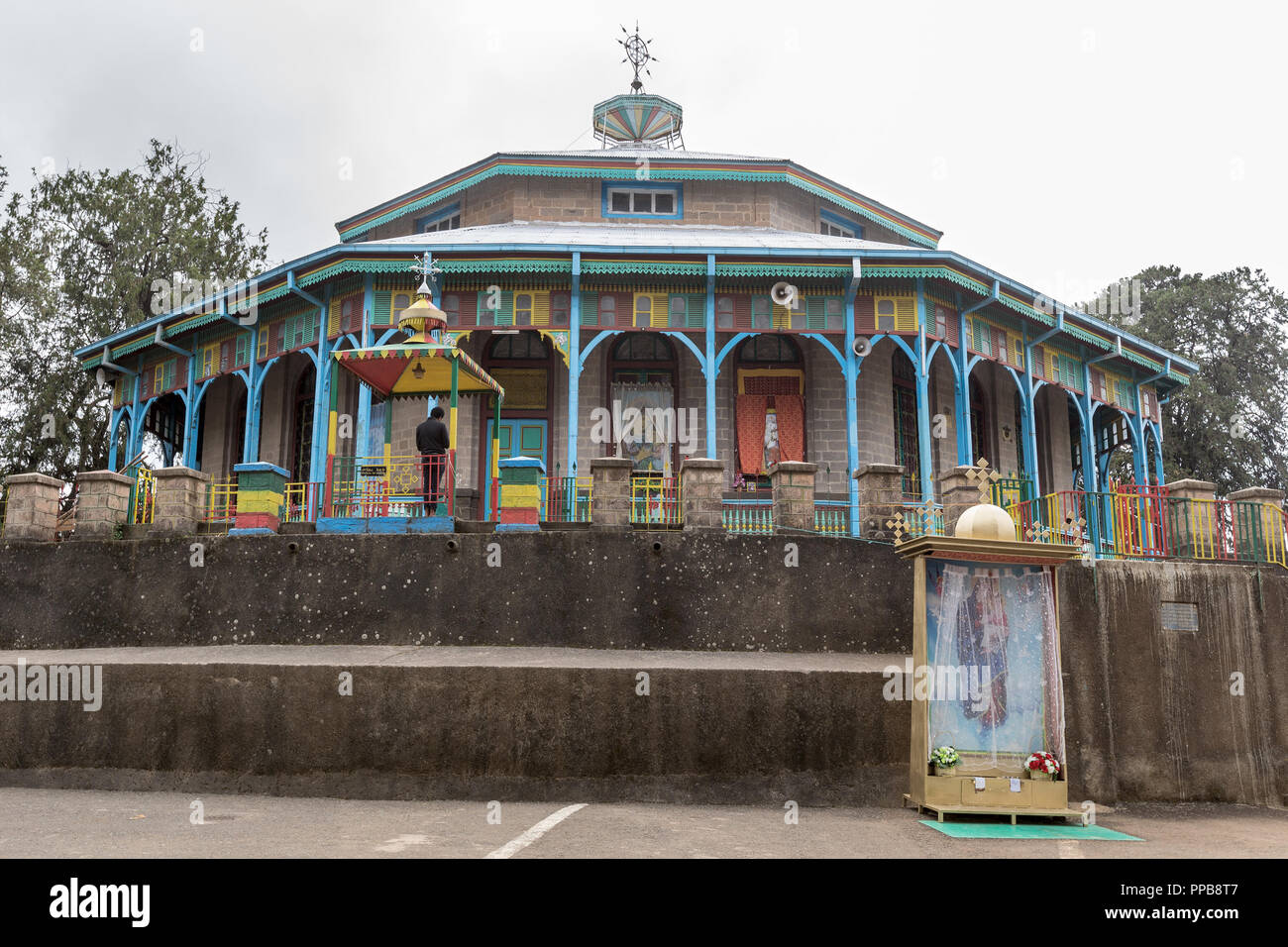 Maryam o la chiesa di Santa Maria, Etiope Tewahedo Ortodossa, il Monte Entoto, Addis Abeba, Etiopia Foto Stock