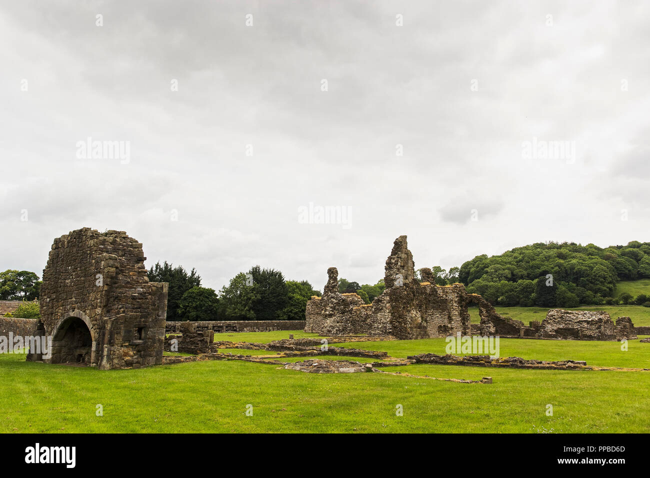 La rovina di Sawley Abbey a Sawley village, lancashire, Regno Unito Foto Stock