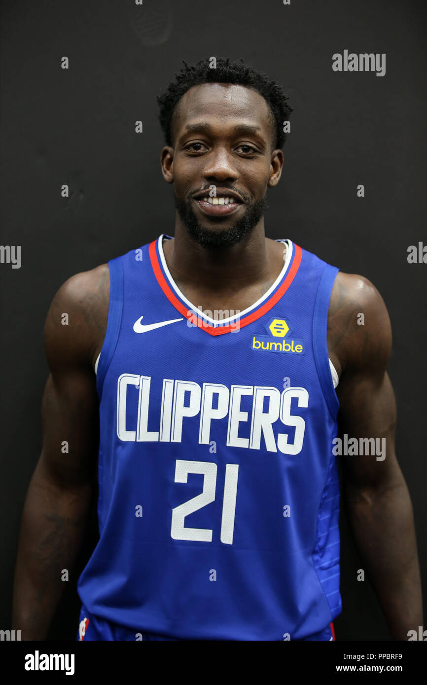 Los Angeles, CA, Stati Uniti d'America. 24Sep, 2018. LA Clippers guard Patrick Beverley (21) a Los Angles Clippers Media Day al centro di formazione il 24 settembre 2018. (Foto di Jevone Moore) Credito: csm/Alamy Live News Foto Stock