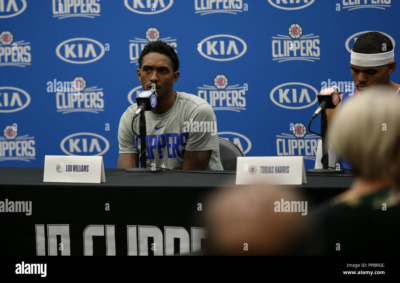 Los Angeles, CA, Stati Uniti d'America. 24Sep, 2018. LA Clippers guard Lou Williams (23) a Los Angles Clippers Media Day al centro di formazione il 24 settembre 2018. (Foto di Jevone Moore) Credito: csm/Alamy Live News Foto Stock