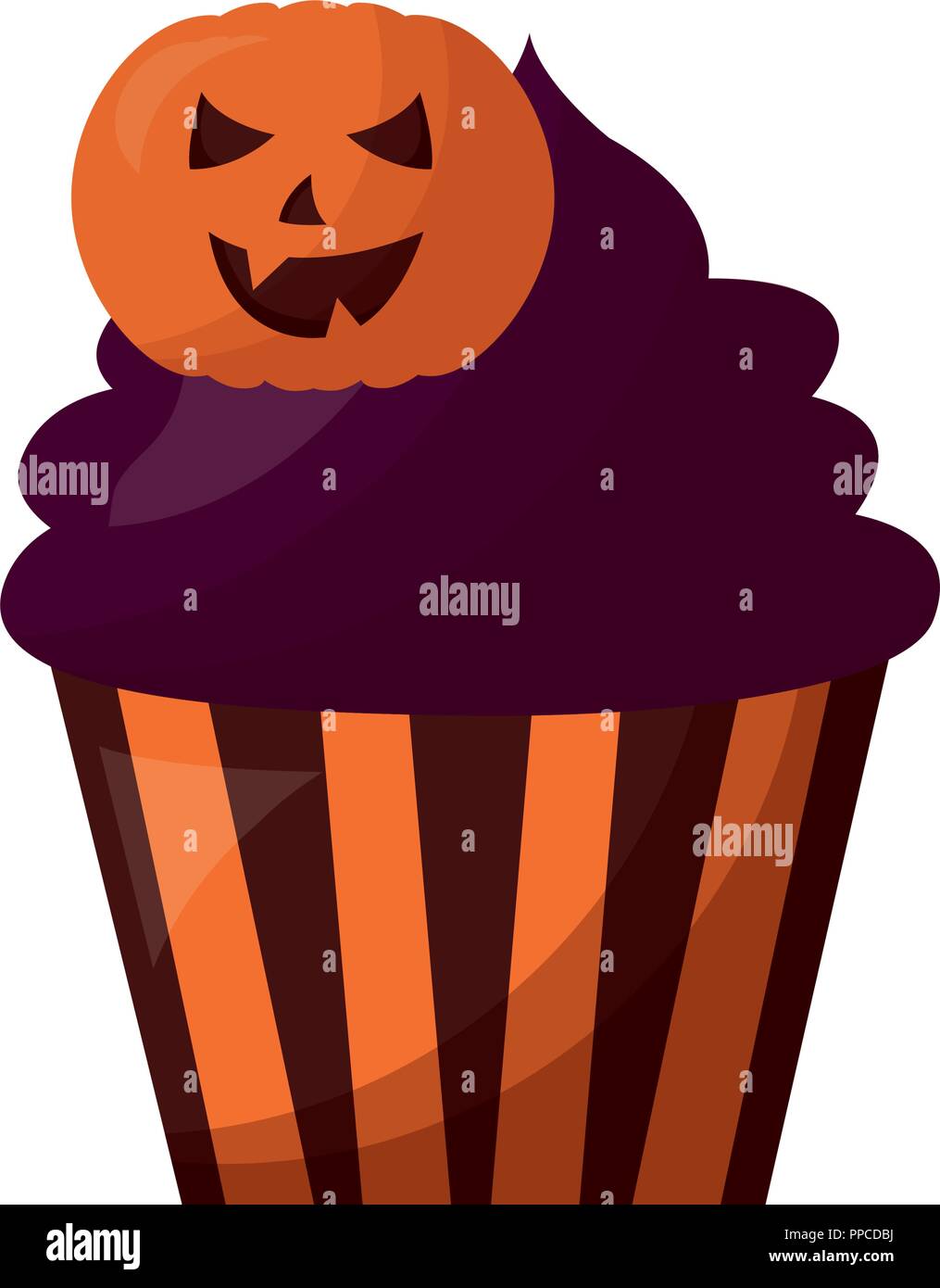 Halloween cupcake dolci con la zucca Illustrazione Vettoriale