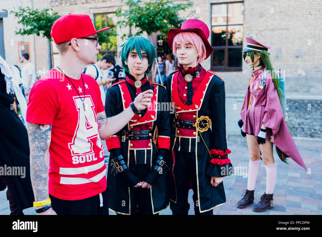 Settembre 22, 2018 Kiev, Ucraina, arte impianto piattaforma. festival della moderna cultura pop COMIC CON Ucraina gli appassionati di animazione, cinema, giochi e letteratura Foto Stock