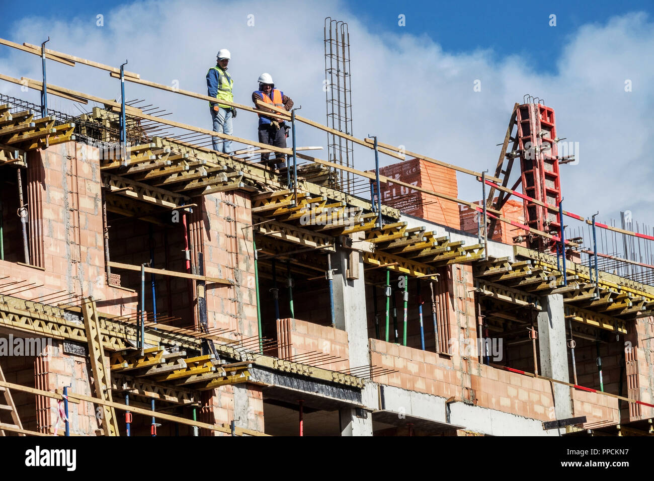 La costruzione di nuovi alloggi sito Vysocany Praga, Repubblica Ceca Foto Stock