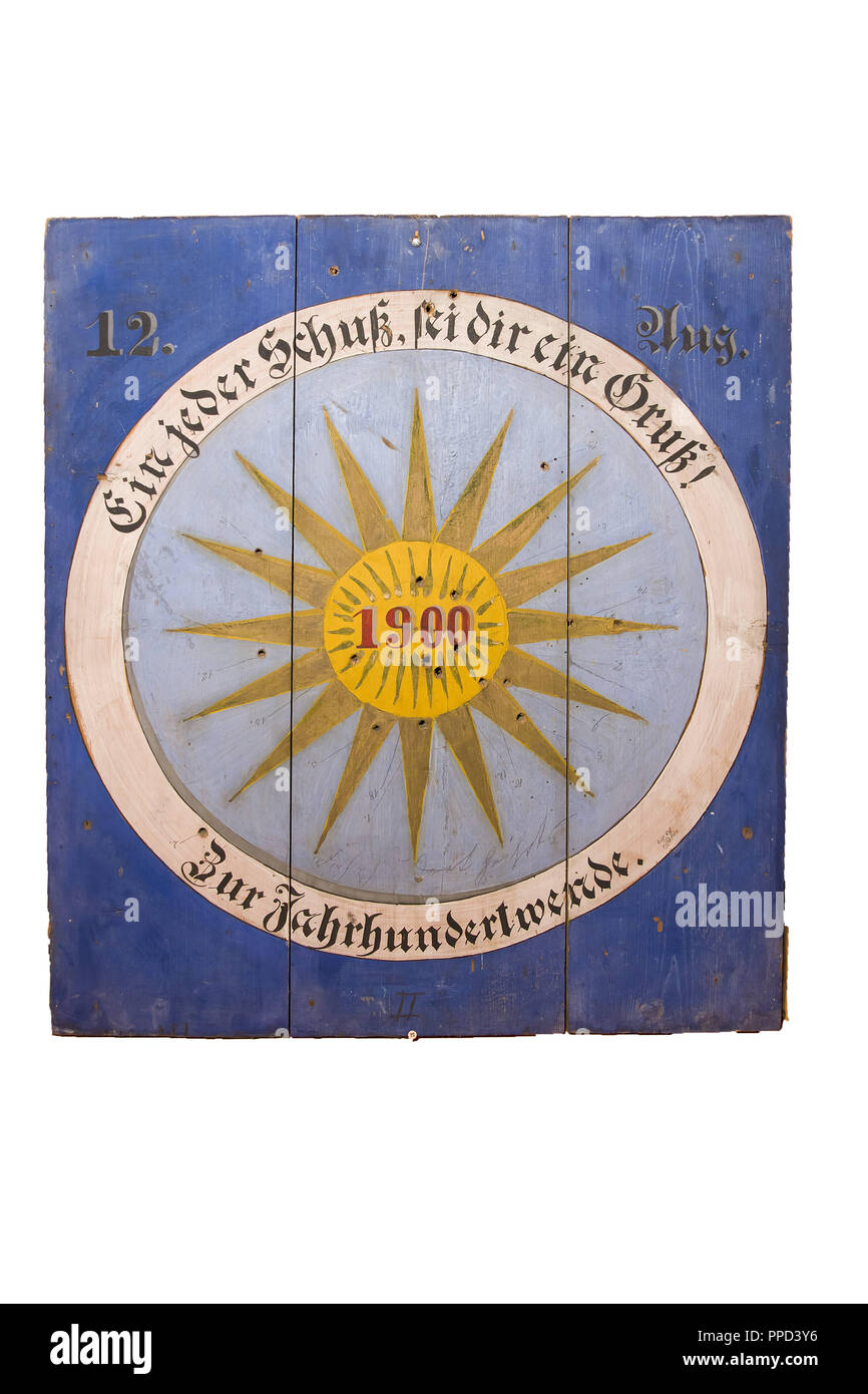 Un tiratore scelto storico della targa del Feuerschuetzengesellschaft Teisendorf, Alta Baviera Foto Stock