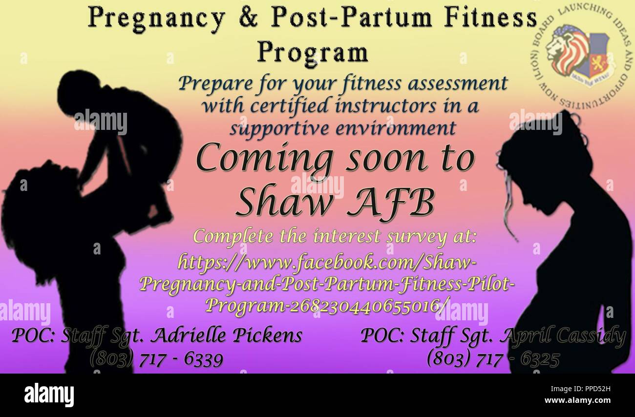 Stati Uniti Air Force Staff Sgt. Adrielle Pickens, 51st Intelligence Squadron (SI) unità di formazione e di deployment manager e staff Sgt. Aprile Cassidy, 51st è delegato, ideato la gravidanza & Post-Partum Programma di Fitness per aiutare le donne che sono incinte o entro i primi dodici mesi di post-partum con stare in forma di lotta o la preparazione per la loro prima valutazione fitness dopo il parto. Il gruppo di classi di fitness sarà libero di aderire e guidati da un personal trainer con certificazioni per lezioni di gruppo nonché la gravidanza e post-partum esercizio. Foto Stock
