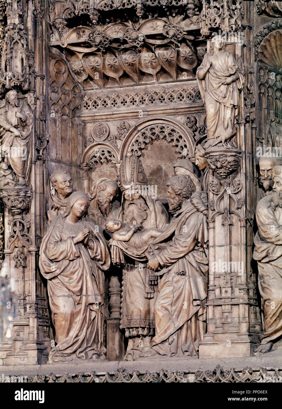 PRESENTACION DE JESUS EN EL TEMPLO - 1512-1518 - DETALLE DEL RETABLO DE LA BASILICA DEL PILAR DE ZARAGOZA - RENACIMIENTO ESPAÑOL. Autore: FORMENT DAMIAN. Posizione: BASILICA DEL PILAR. Saragozza. Saragozza Zaragoza. Spagna. Foto Stock