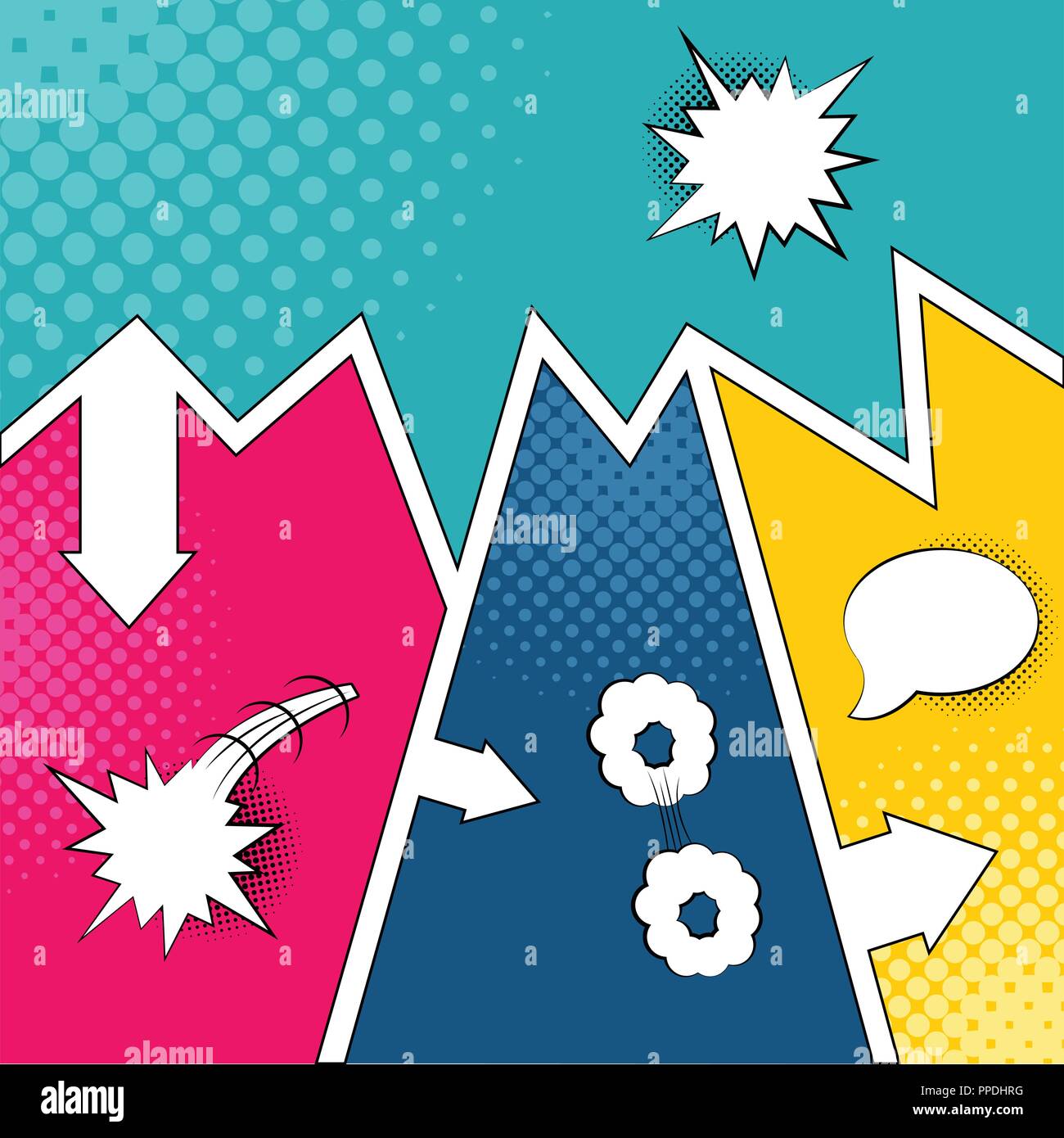 Colorate le pagine di fumetti con effetti di mezzitoni Illustrazione Vettoriale