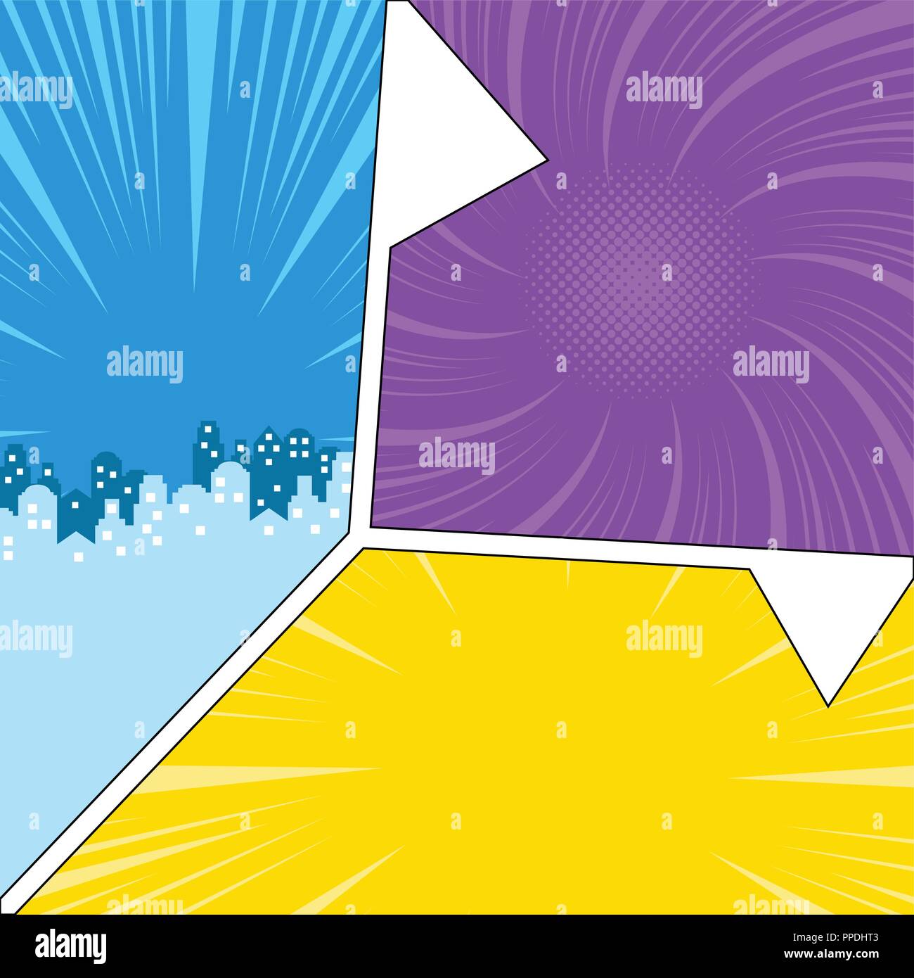 Colorate le pagine di fumetti con effetti di mezzitoni Illustrazione Vettoriale