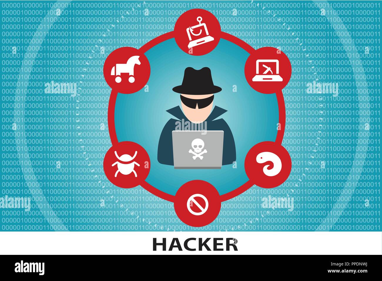Hacker irriconoscibile cyber criminali Illustrazione Vettoriale