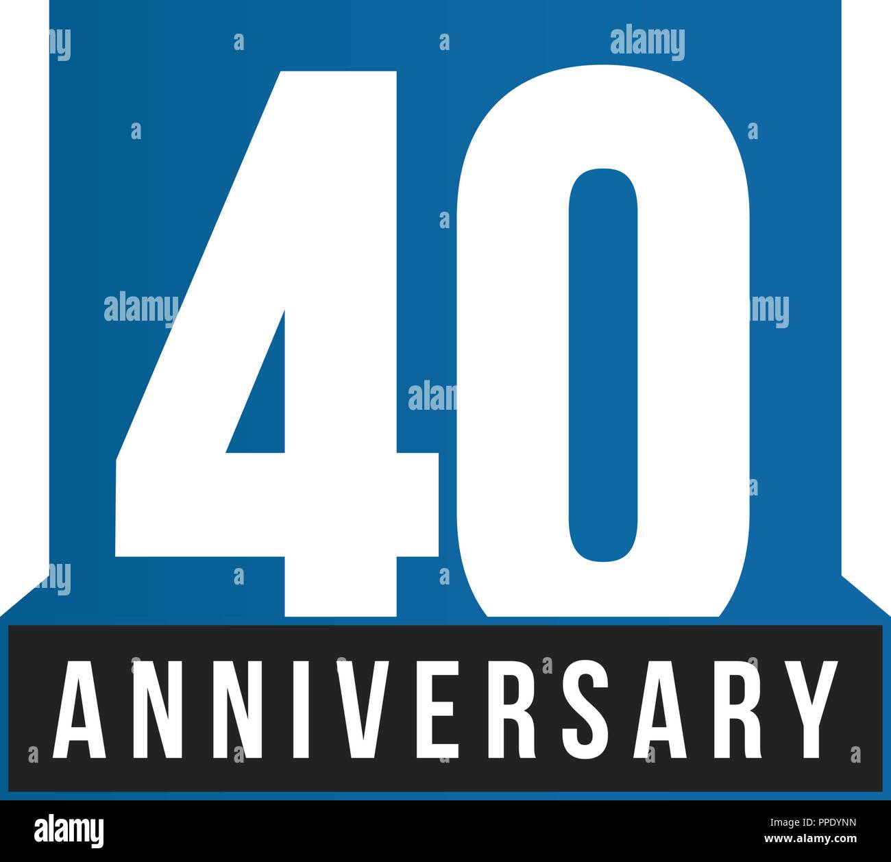 Quarantesimo anniversario icona vettore. Logo di compleanno modello. Biglietto di auguri elemento di design. Semplice business anniversario emblema. Blu stile rigoroso numero. Isolato illustrazione vettoriale su sfondo bianco. Illustrazione Vettoriale