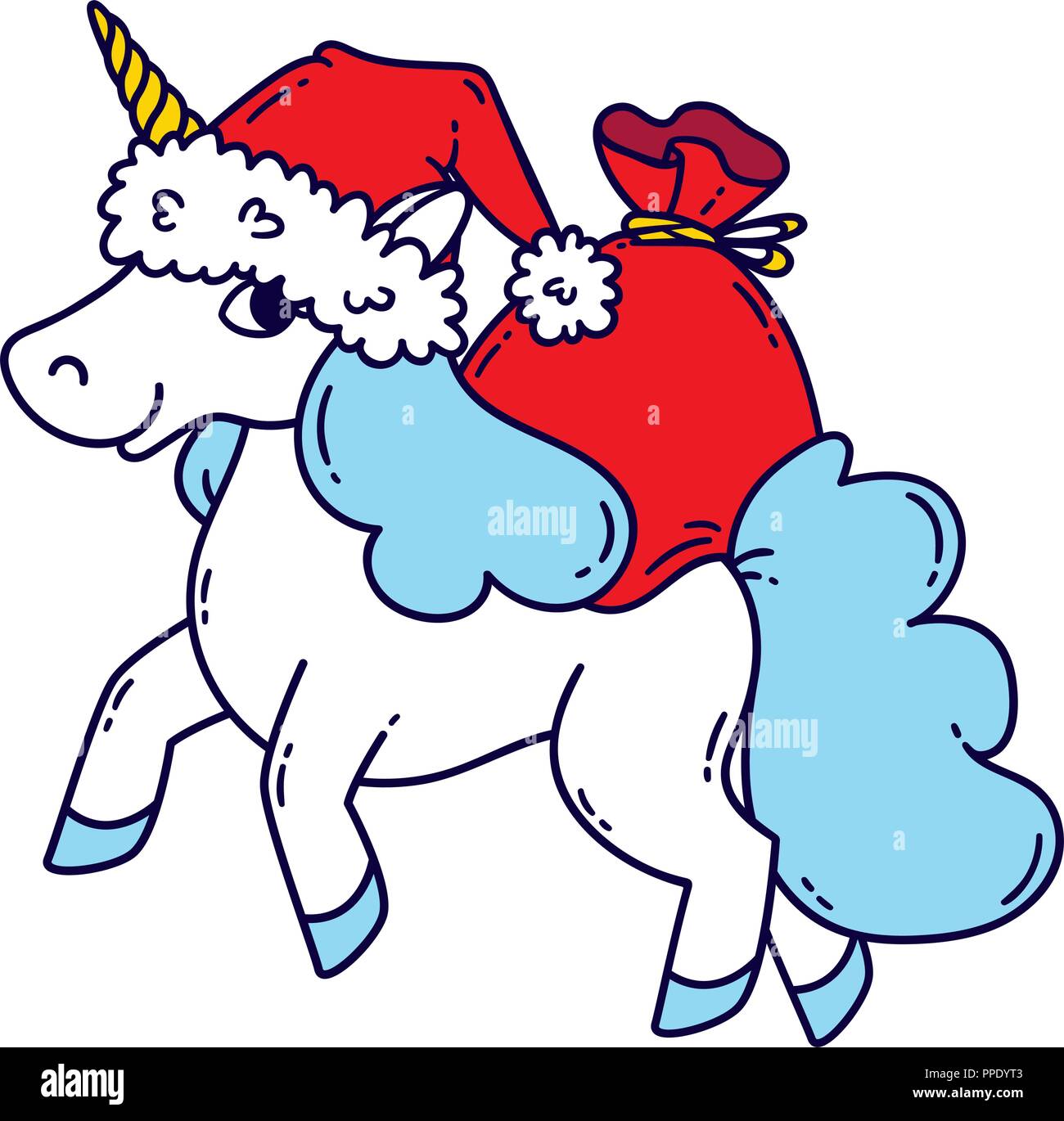 Unicorno Di Natale Con Un Cappello Da Babbo Natale E Un
