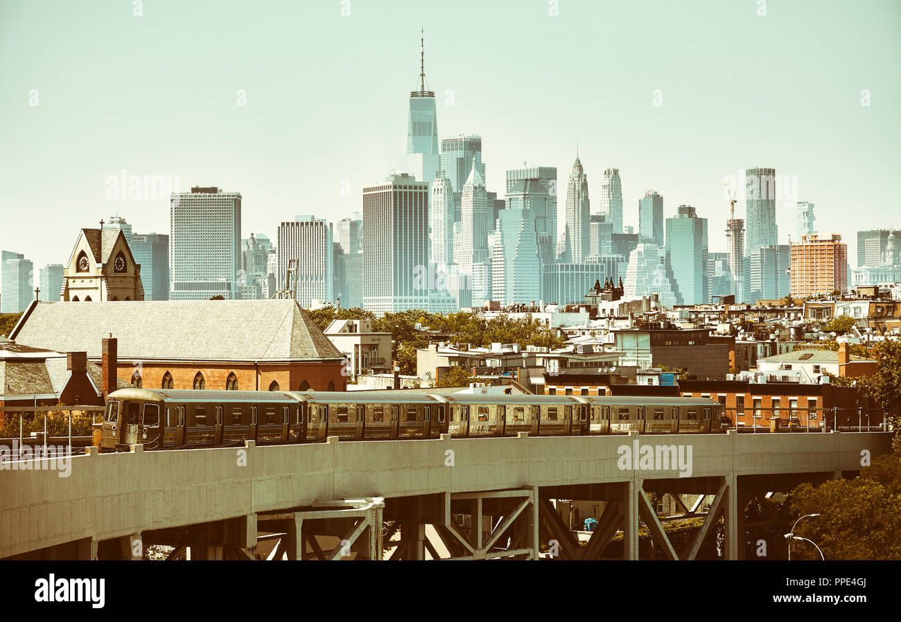 Retrò immagine stilizzata di New York City, Stati Uniti d'America. Foto Stock