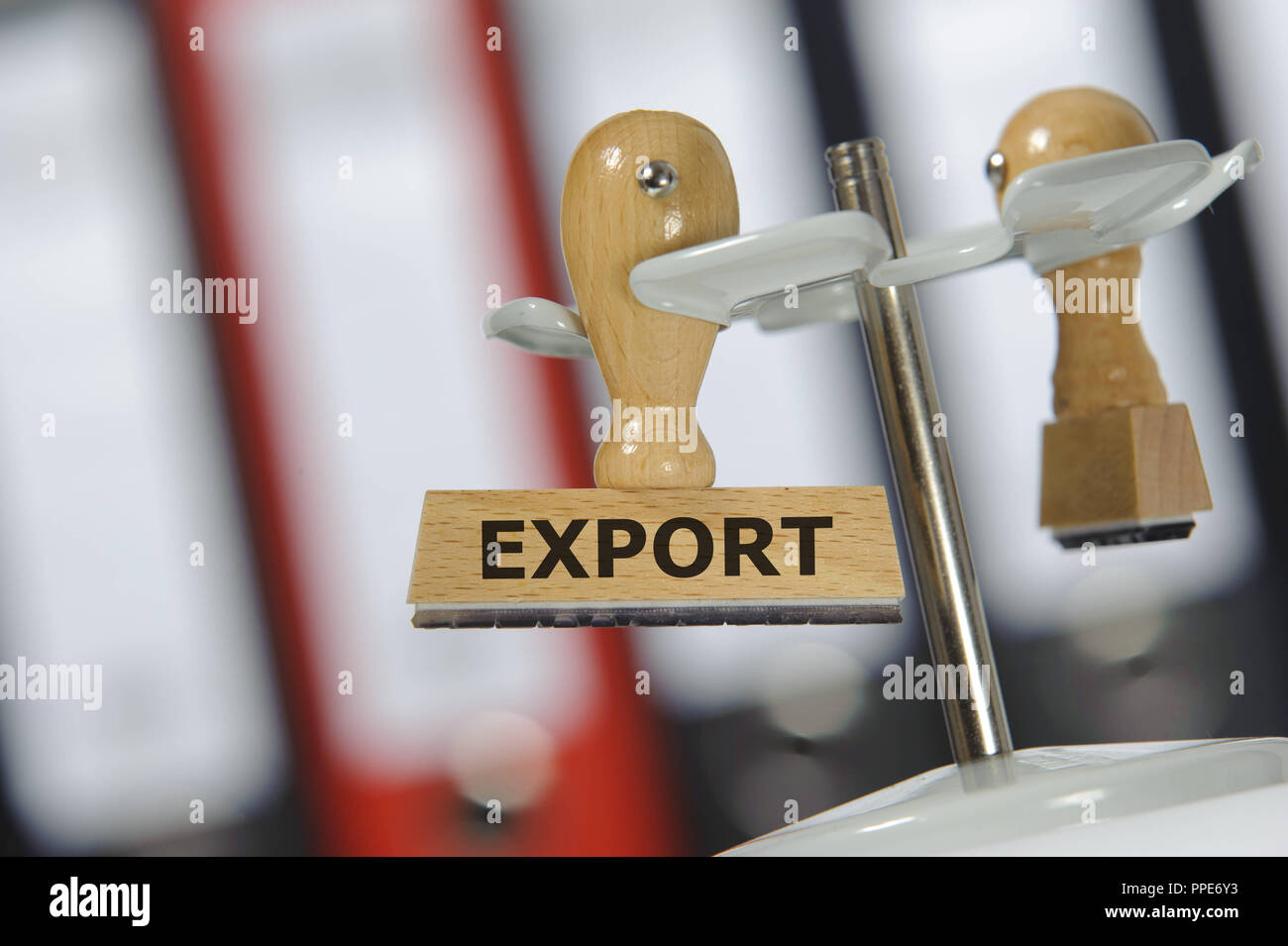 Esportazione contrassegnati sul timbro di legno Foto Stock