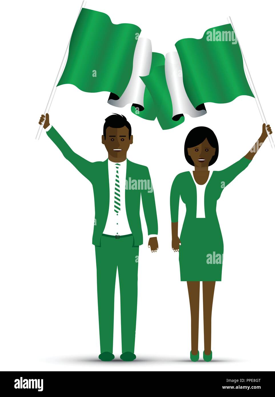 Nigeria bandiera sventola Illustrazione Vettoriale