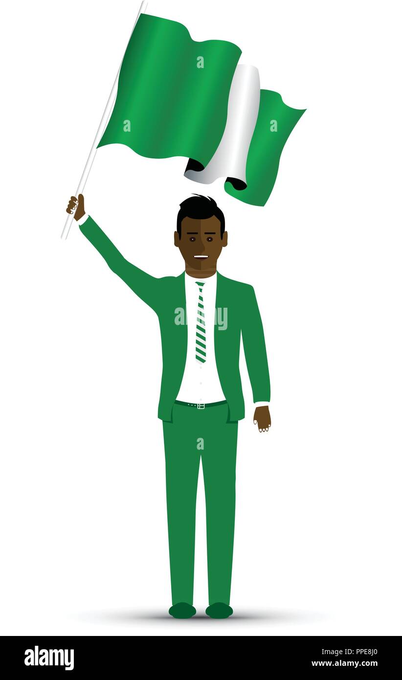 Nigeria bandiera sventola Illustrazione Vettoriale