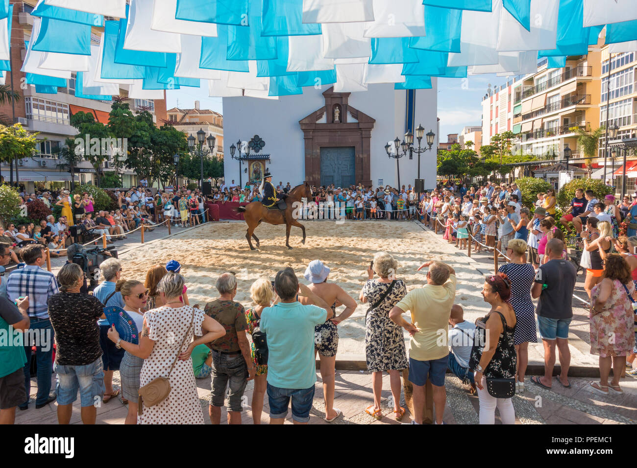 Fuengirola un caballo. Evento annuale, giorno dei cavalli, celebrazione, evento, Fuengirola, Malaga, Spagna. Foto Stock