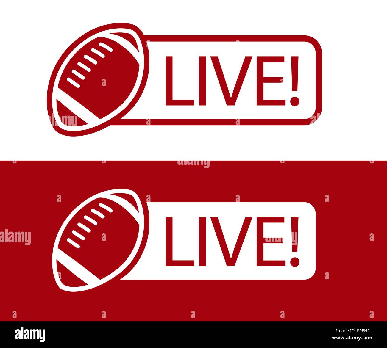 American Football Live icona broadcast illustrazione vettoriale match di sport Illustrazione Vettoriale