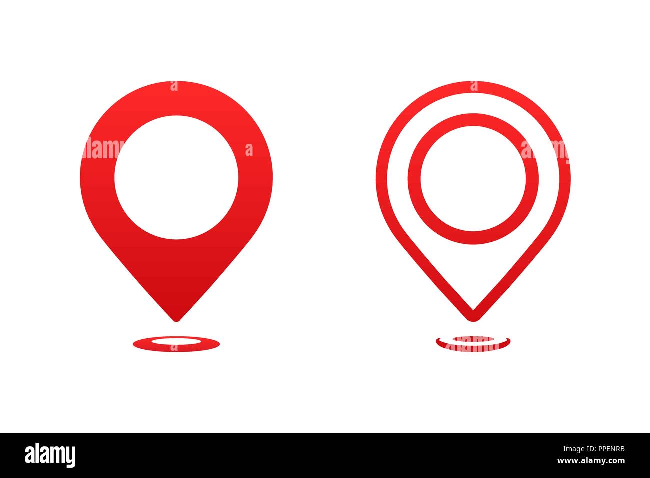 Le icone del puntatore della mappa. Perno del puntatore marcatore per luogo di viaggio illustrazione vettoriale. Sistema di navigazione GPS. Illustrazione Vettoriale