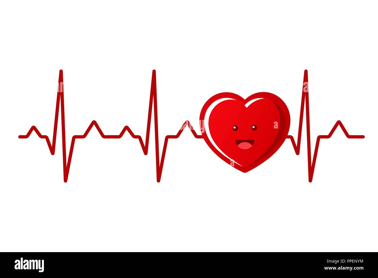 Impulso di cuore illustrazione vettoriale isolati su sfondo bianco cardiogram Illustrazione Vettoriale