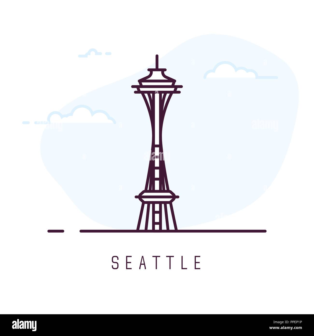 Seattle stile linea Illustrazione Vettoriale