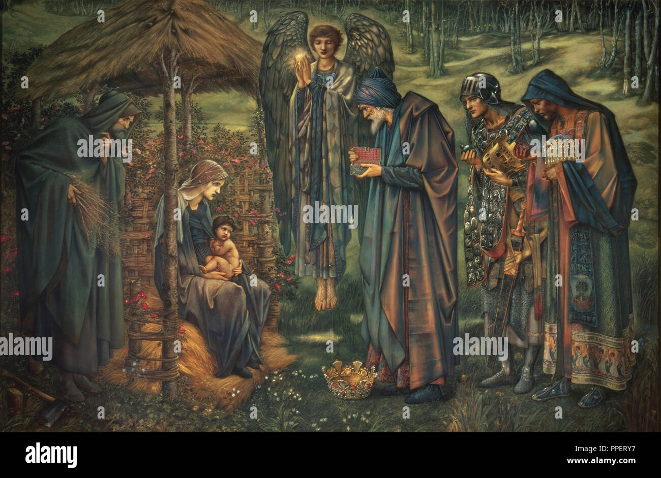 La stella di Betlemme. Data/Periodo: 1885/1890. La pittura. Acquarello e bodycolor con raschiatura su dieci fogli di J. Whatman Turchia Mill Kent carta datata 1882 o 1883, sulla barella. Larghezza: 3868 mm. Altezza: 2560 mm. Autore: Edward Burne-Jones. Foto Stock