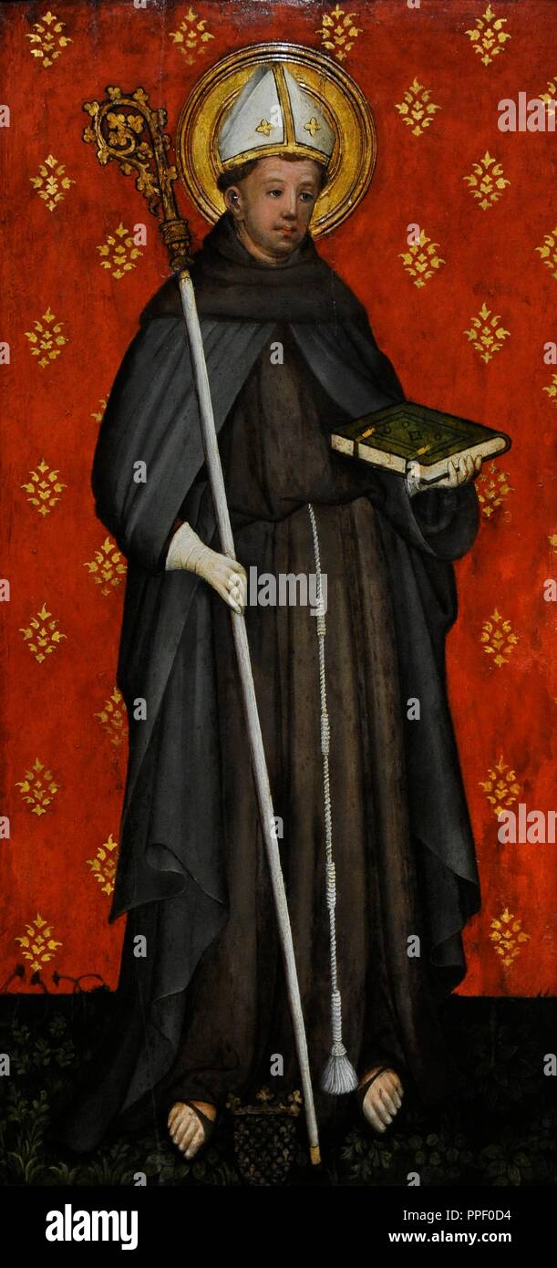Saint Louis di Tolosa (1275-1298). Vescovo di Tolosa. Ritratto dal maestro di Saint Lawrence (attivo a Colonia intorno a 1415-1430), 1425-1430. Parte di un altare. Foto Stock