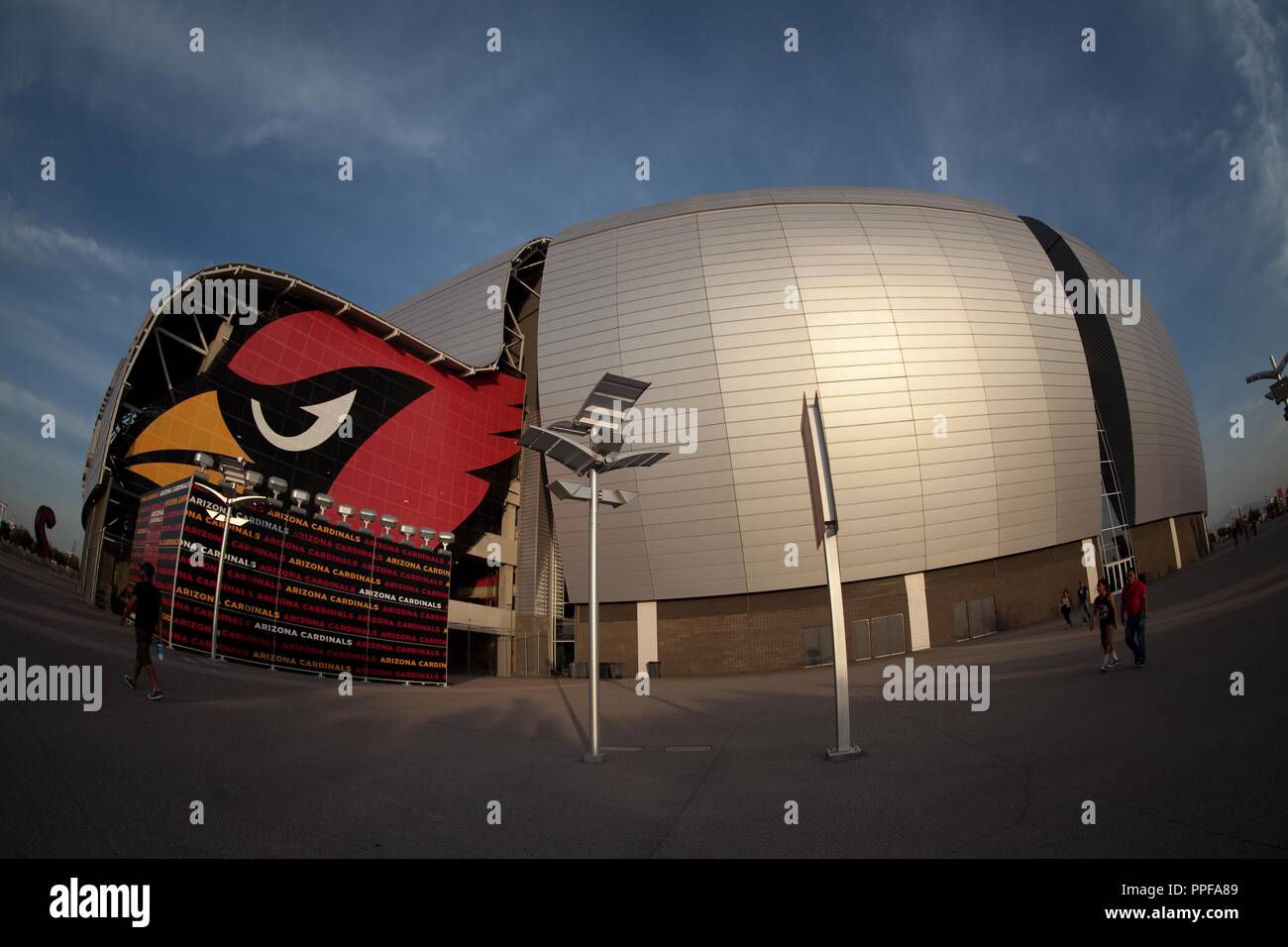 Facciata e gli aspetti interni della Arizona CARDINAL STADIUM. STADIUM Arizona Cardinals, durante la fase di pre-stagione le azioni e il 2013 Guinness International Foto Stock