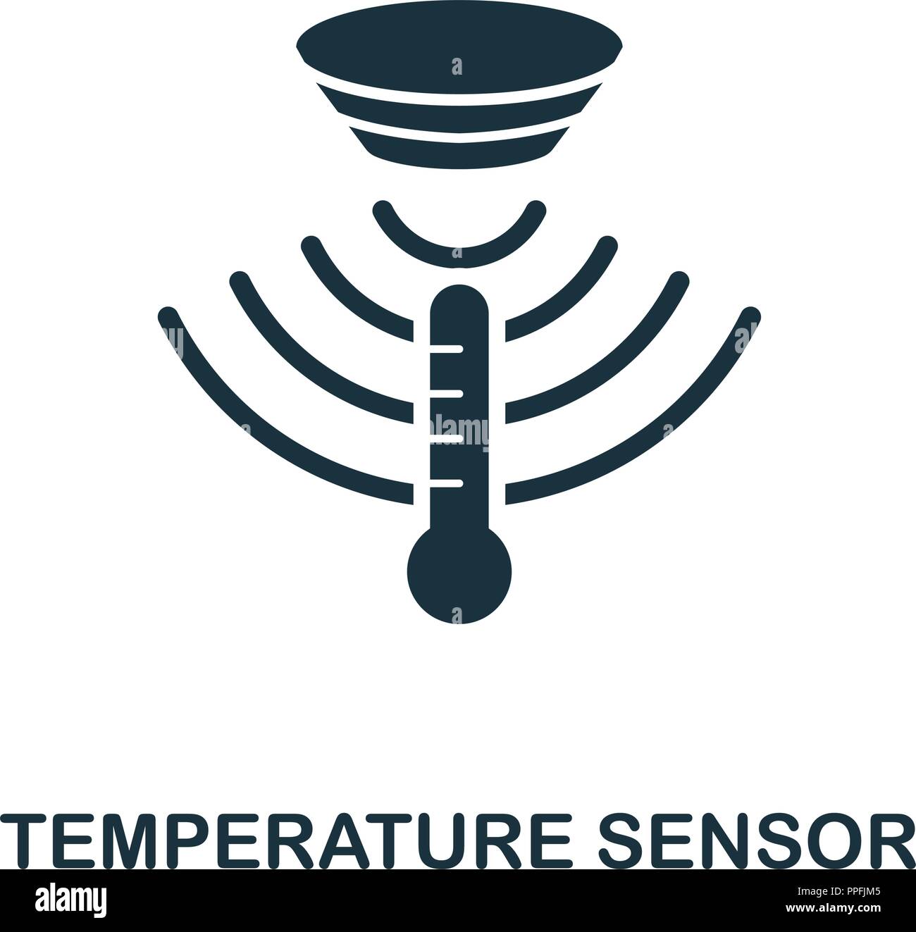 Sensore di temperatura e la relativa icona. Monocromatico design di ...