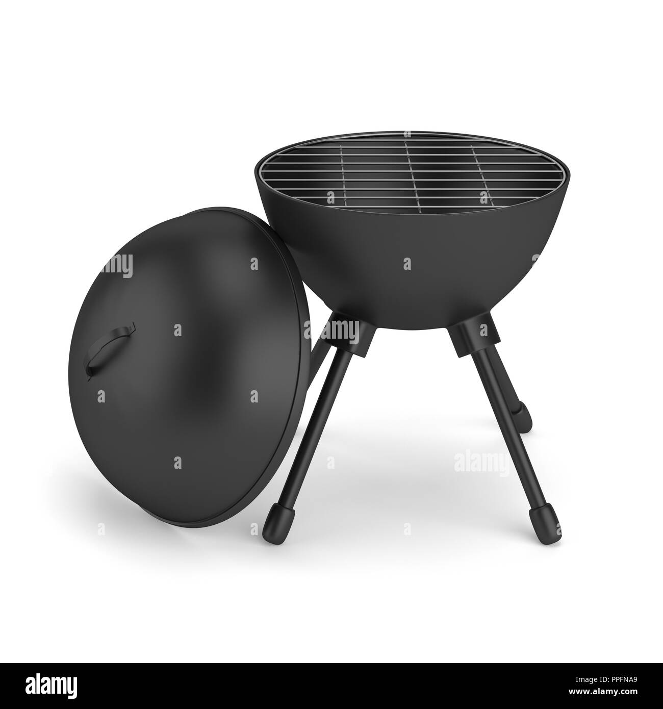 Carbone di legna bollitore barbecue grill isolati su sfondo bianco. Il rendering 3D Foto Stock